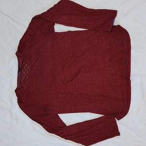 Prana Red Lace Detail Long Sleeve - L